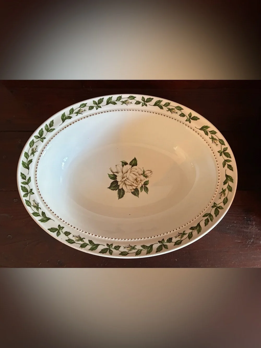 Vintage Superior Hall Quality Dinnerware CAMEO ROSE Oval Serving Dish.
